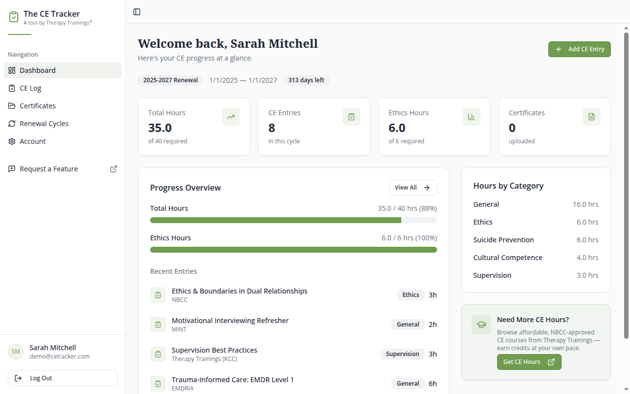 The CE Tracker | #1 Continuing Education Tracker for Mental Health ...